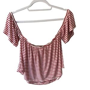 Mossimo Supply Co Red and White Crop Blouse Women’s S Casual Streetwear Summer
